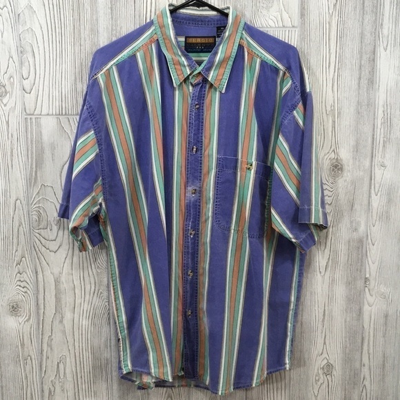 Vintage Sergio Valente XL Striped Button Down Shirt - Picture 1 of 7